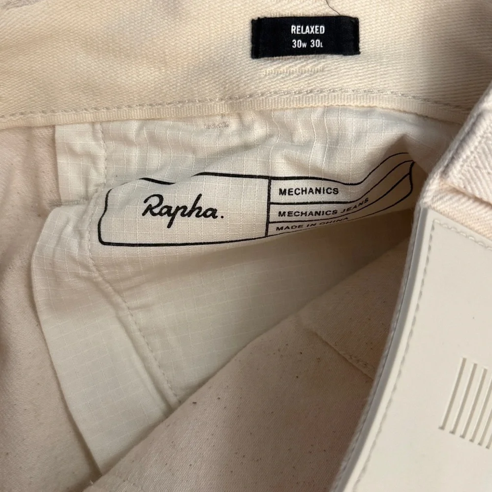 Rapha mechanics crop relaxed fit cream denim jeans 30 x 30